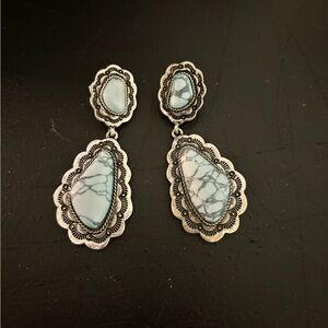 Faux silver and turquoise stone earrings